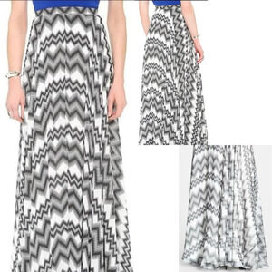 Parker Mckinley Tokyo Dot Print Black and White Chevron Maxi Skirt 6